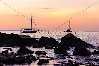 Seascape colorful with color of sunset in twilight