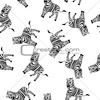 Seamless Funny Cartoon Zebra
