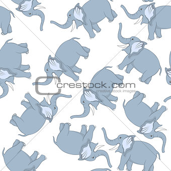 Seamless Funny Cartoon Elephant 