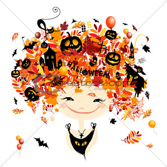 Halloween holiday design, female head