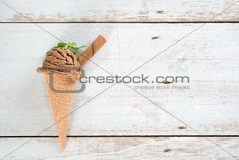 Top view cocoa ice cream