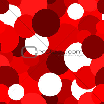 Abstract geometric seamless pattern with circles in shades of red. Illustration can be copied without any seams.