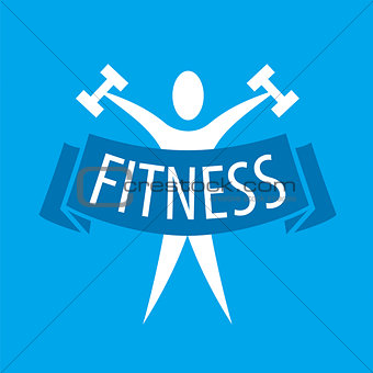 Abstract vector logo for fitness clubs on a blue background