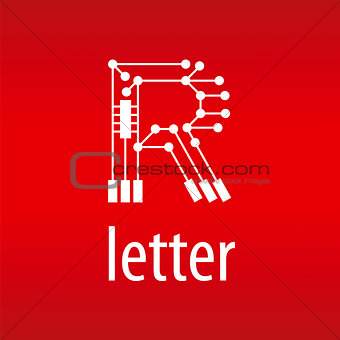 Abstract vector logo letter R in the form of a chip