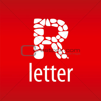 Abstract vector logo letter R with stones