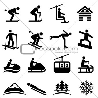 Ski, snow and winter icons