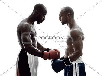 men boxers boxing isolated silhouette