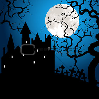 Halloween card with castle