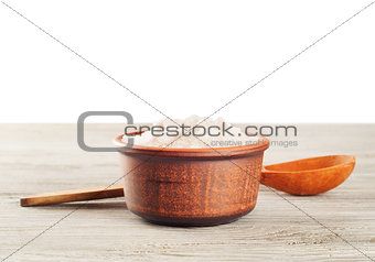 Aromatic salt and wooden spoon