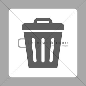 Trash Can flat dark gray and white colors rounded button