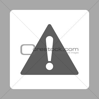 Warning flat dark gray and white colors rounded button
