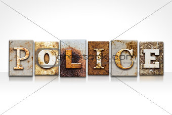 Police Letterpress Concept Isolated on White
