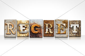 Regret Letterpress Concept Isolated on White