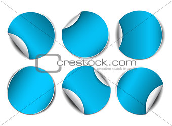 Set of blue round promotional stickers.