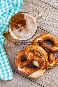 Beer mug and pretzel