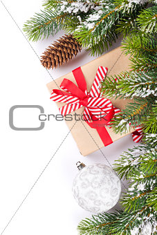 Christmas tree branch and gift