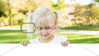 Cute Little Girl Holding White Board with Room For Text