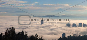 Portland Cityscape Covered in Morning Fog