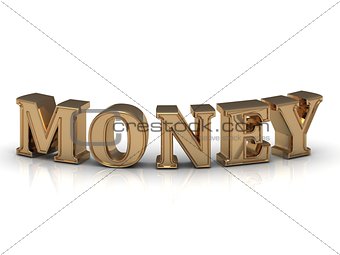 MONEY - inscription of bright gold letters on white 