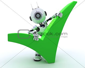 Robot with tick symbol