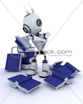 Robot with stack of books