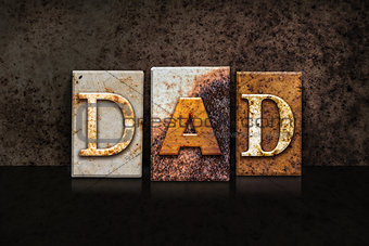 Dad Letterpress Concept on Dark Background
