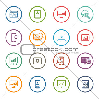 Flat Colored Business Icon Set