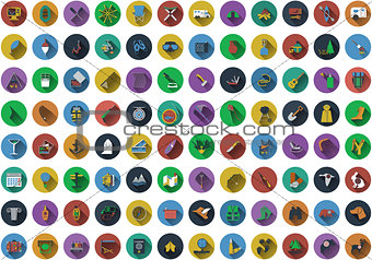 Big set of circle flat design icons