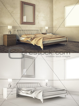 Interior frame mock-up - BEDROOM
