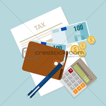 pay tax taxes money icon income taxation currency calculating