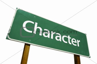 Character road sign isolated.