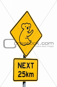 Koalas Next 25km - Australian Sign