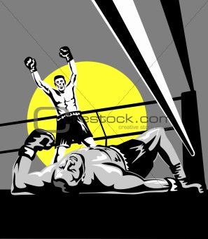 Boxer celebrating a knockout