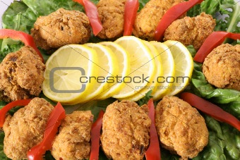 shot of deep fried crab fritters