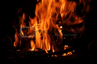 shot of a fireplace upclose