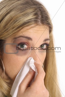 shot of a woman crying with black eye