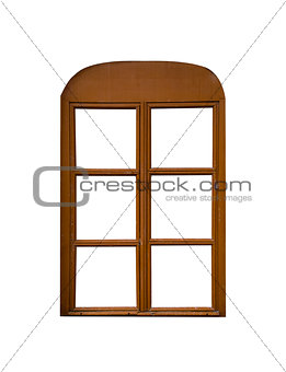 Aged wooden window isolated on white background