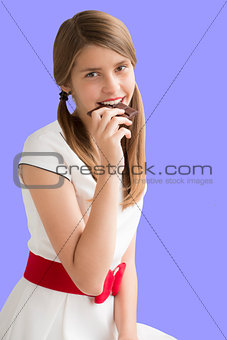 Teenage girl with chocolate