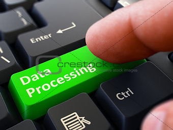 Data Processing - Concept on Green Keyboard Button.