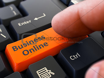 Press Button Business Online on Black Keyboard.