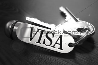 Visa Concept. Keys with Keyring.