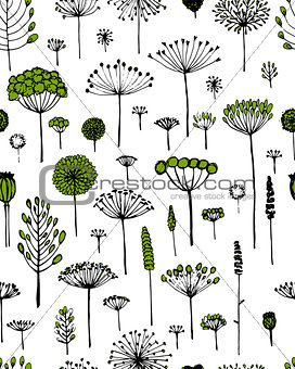 Floral seamless pattern, sketch fro your design