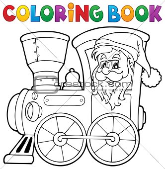 Coloring book Christmas locomotive 1