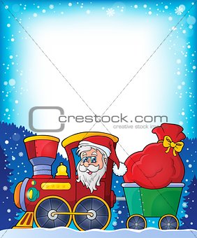Frame with Christmas train theme 1