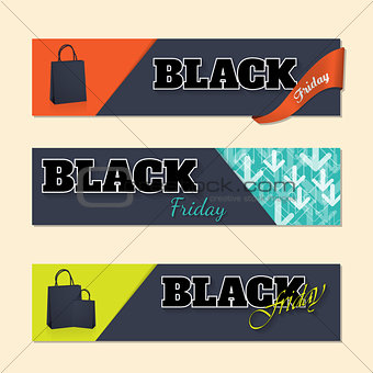 Black friday labels with shopping bags