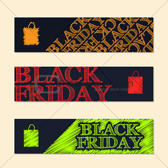 Black friday label set with scribbled elements