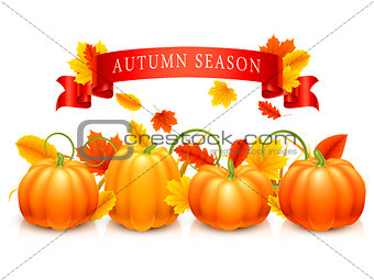 Pumpkins and Autumn Leaves