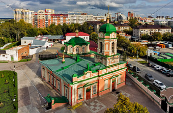 Bird eye view on Ilyinsky temple. Tyumen. Russia