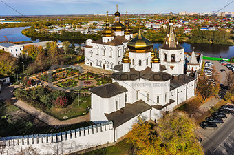 Aerial view on Holy Trinity Monastery. Tyumen
