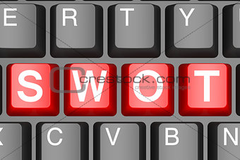 Red swot button on modern computer keyboard